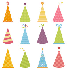 Set of colorful party hats