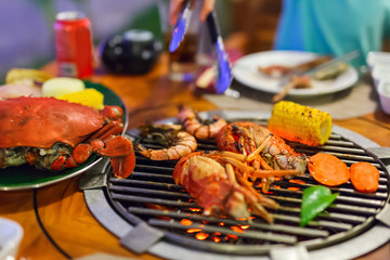 Seafood at grill