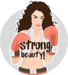 beautiful naked girl with boxing gloves Sticker