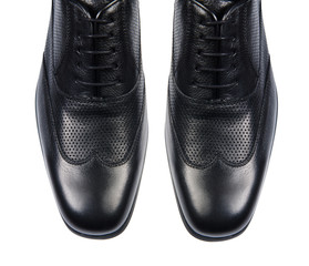 Tip of male shoes isolated on white