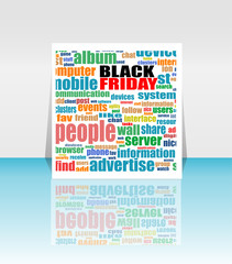 Naklejka na ściany i meble Black friday. Background with social network keywords. Vector illustration.