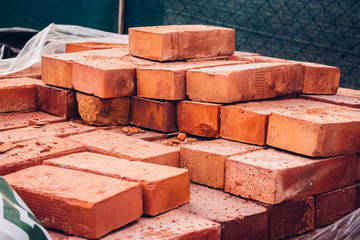 Pile of red singles bricks