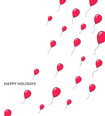 Festive card with balloons. Departing spheres. 