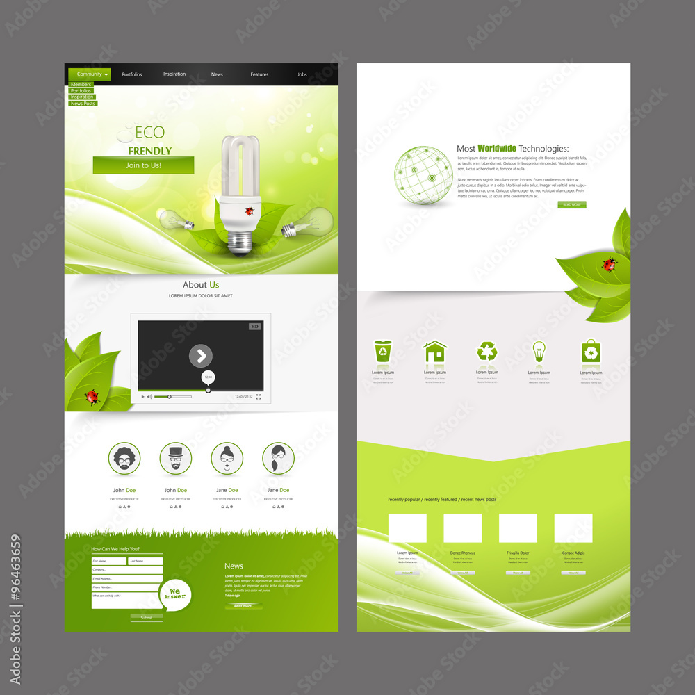 Canvas Prints eco business one page website design template. vector design.