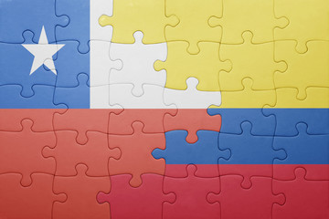 puzzle with the national flag of colombia and chile