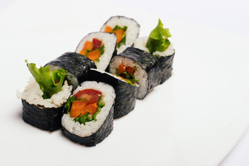 Sushi rolls isolated on white