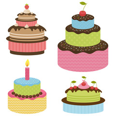 Set of birthday cakes