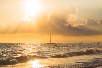 Golden sunrise over ocean, Dominican Republic