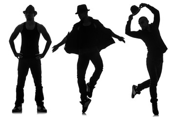 Silhouettes of dancers in dancing concept