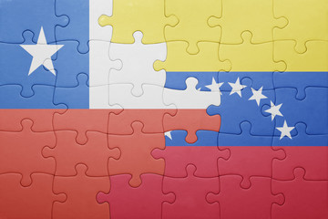 puzzle with the national flag of venezuela and chile