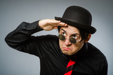 Funny man with vintage hat