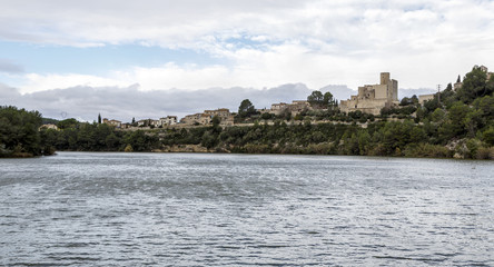 Castle at Castellet i la Gornal from lake. Catalonia