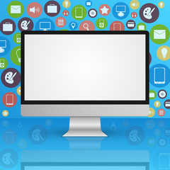 Computer monitor display background. Vector illustration.