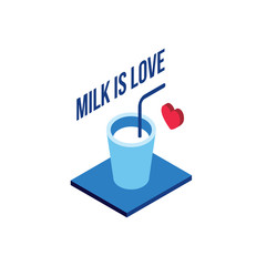 Glass of milk Modern isometric flat design