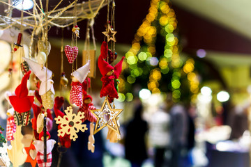 Traditional Christmas market with handmade souvenirs