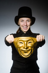 Woman with mask in funny concept