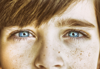 insightful look blue eyes boy
