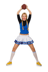 Woman cheerleader isolated on the white