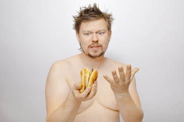 man eating a hamburger