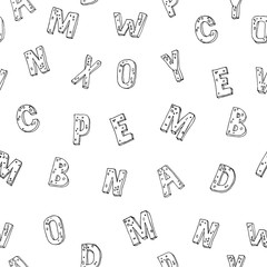 Abstract black and white seamless alphabet background vector illustration