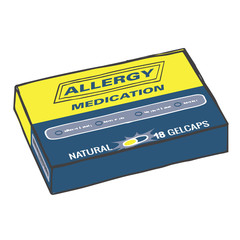 Allergy Medication for when you Get Itchy, Watery Eyes, Sneeze, and Cough from Seasonal Allergies. The Capsules, Gel Tabs, or Tablets will Make Feel Healthy and Strong. The Drug Relieves Alergies!