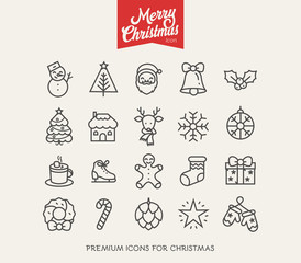 Merry Christmas - Vector clean flat icons set for web design and application user interface. Nice details and easily identifiable. Useful for holidays infographics.
