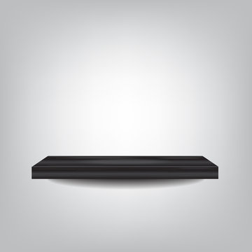 black wood shelf on grey background vector illustration eps10 on grey background © atibodyphoto