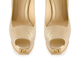 Tip of woman shoes isolated on white