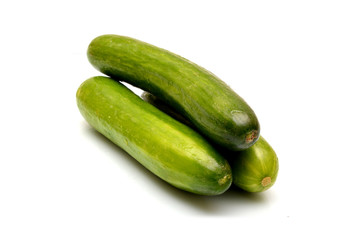 Fresh cucumbers isolated on white background.