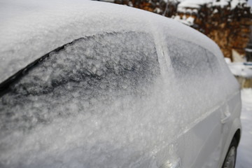 frozen white car