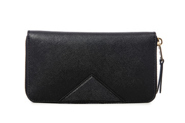 Black wallet isolated on the white
