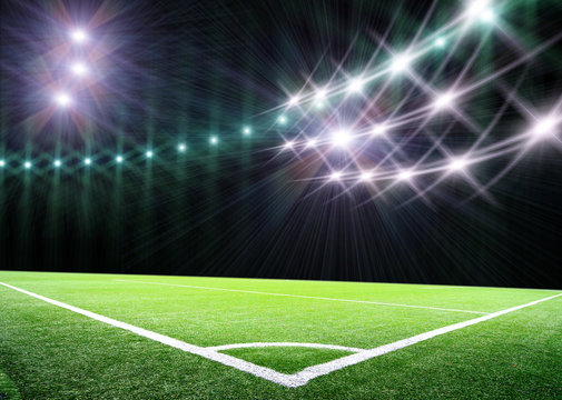 lights at night and big soccer stadium