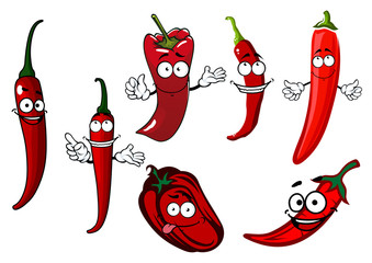 Cartoon red chilli and bell peppers vegetables