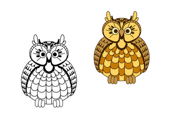 Cartoon old wise eagle owl