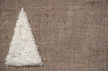 Christmas tree on sack background