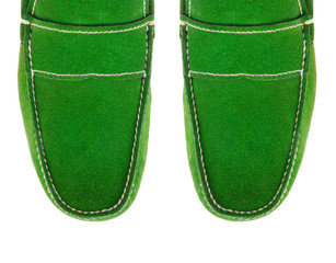 Tip of male shoes isolated on white