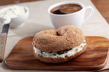 Cream cheese bagel sandwich