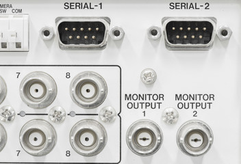 Video input and output plug connector.

