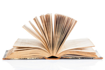 open book on white background.  old book