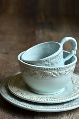 Set of ceramic tableware.