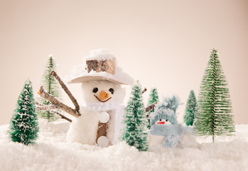 Christmas background with snowman