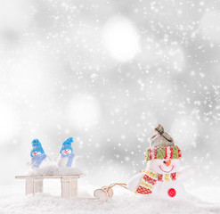 Christmas background with snowman