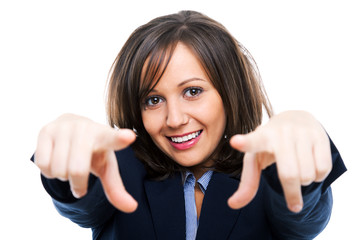 Businesswoman pointing