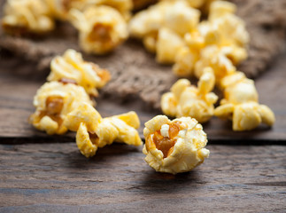 Popcorn in bag on white background