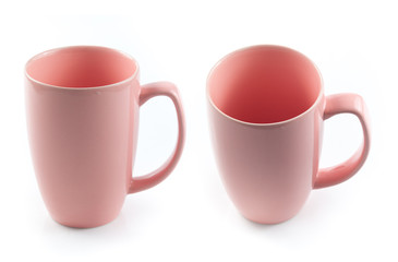 Pink cup isolated on white