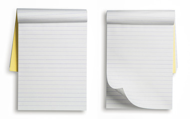 collection of various paper page notebook. textured isolated on