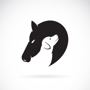 Vector image of horse and dog on white background