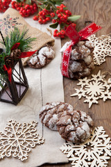 Fototapeta na wymiar Chocolate - Truffle Cookies for Christmas