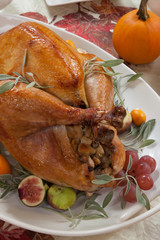 Roasted Turkey on Harvest Table