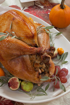 Roasted Turkey on Harvest Table